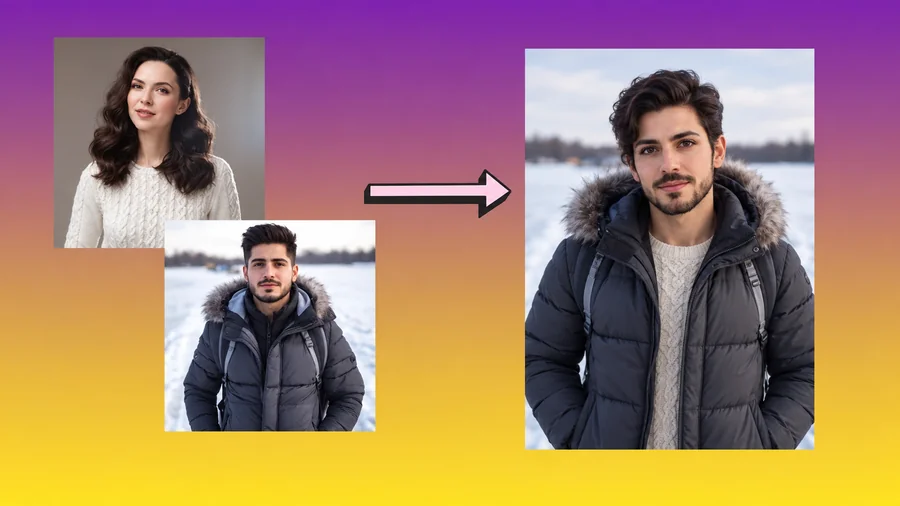 A woman and a man blended with more influence from the second face