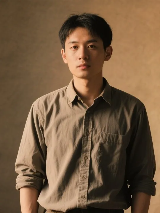 Front-facing portrait of a fictional man used as the face photo