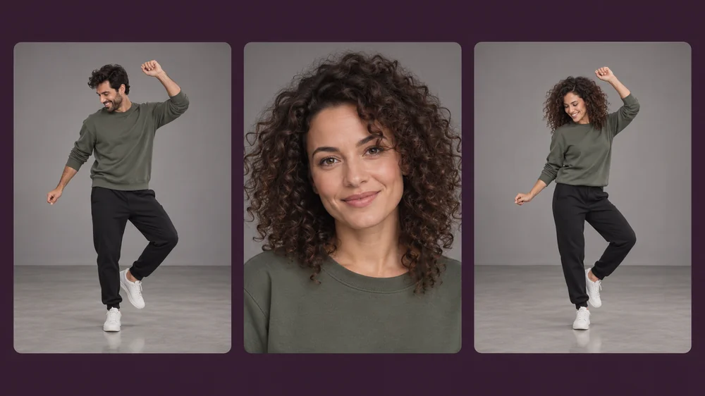 Illustration of a target dance video plus a photo producing the same dance with a new person