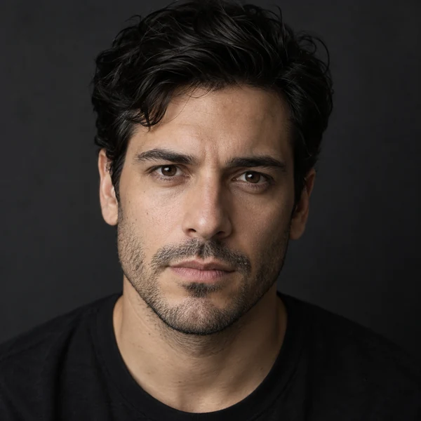 Man with a stern, serious stare