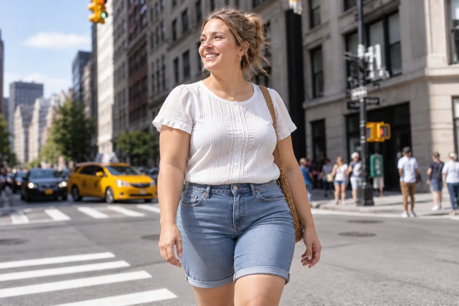 Drag to compare a street-style photo and its weight gain version (after)