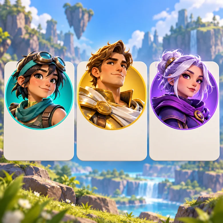 Three round gaming profile pictures for YouTube, Twitch, and Discord