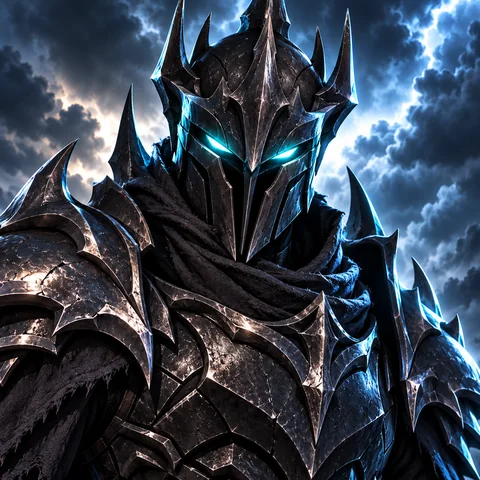 Original dark knight gaming pfp in black armor above a burning castle