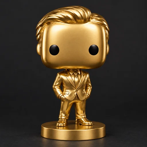 Shiny gold metallic vinyl figure of a man in a suit