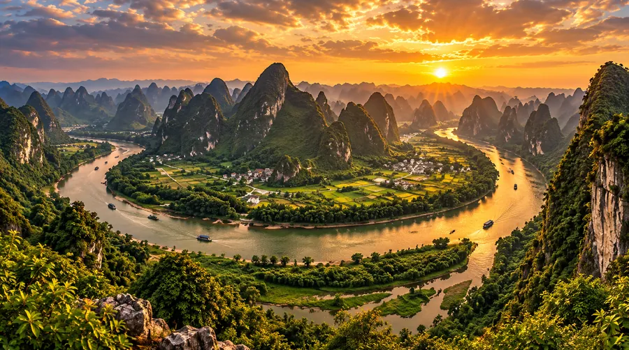 Drag to compare the river sunset image before and after removing the Gemini watermark (after)