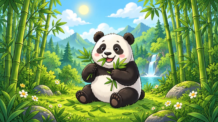 Drag to compare the cartoon panda before and after removing the Gemini icon (after)