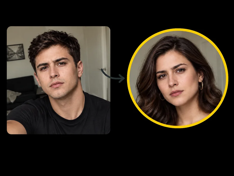 A casual selfie of a man turned into a female profile picture