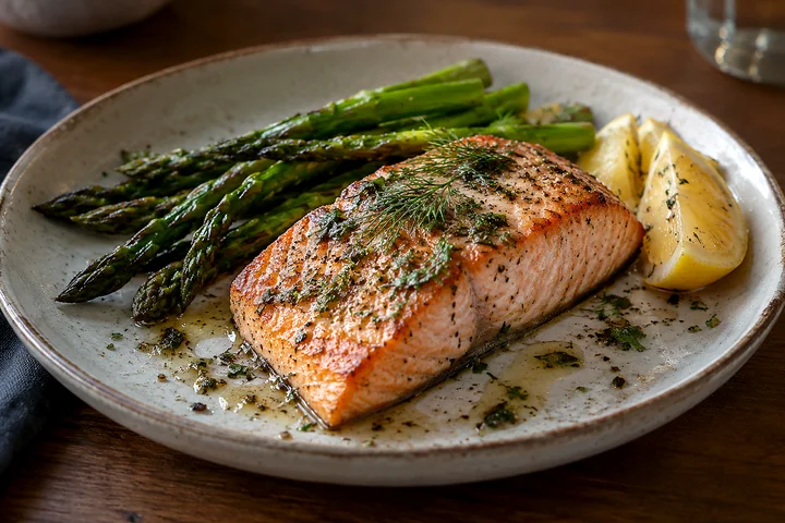 Drag to compare the flat salmon dinner photo and the food HDR version (after)