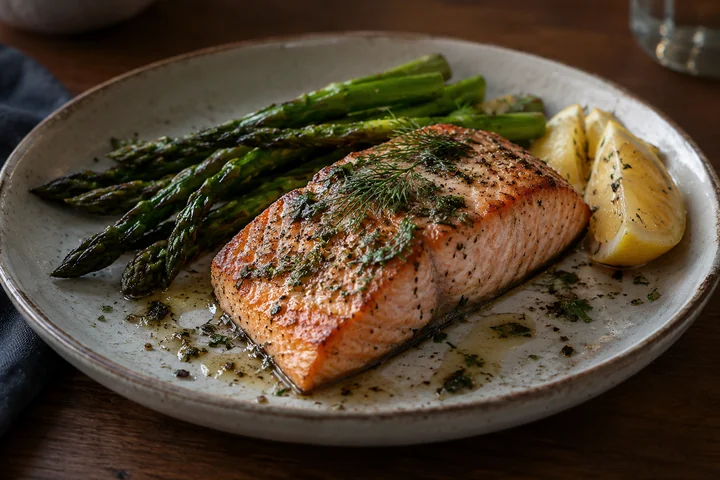 Drag to compare the flat salmon dinner photo and the food HDR version (before)