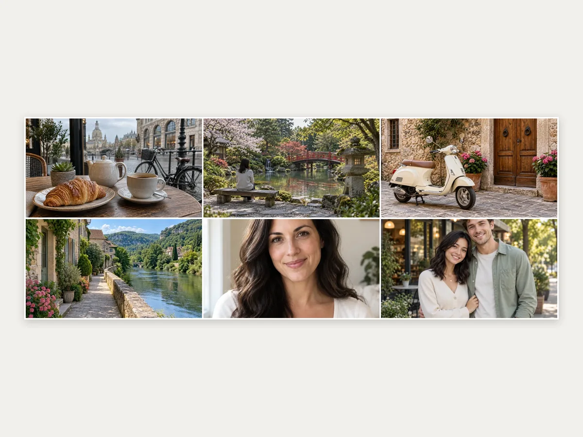 Six photos combined into one three-column grid with spacing