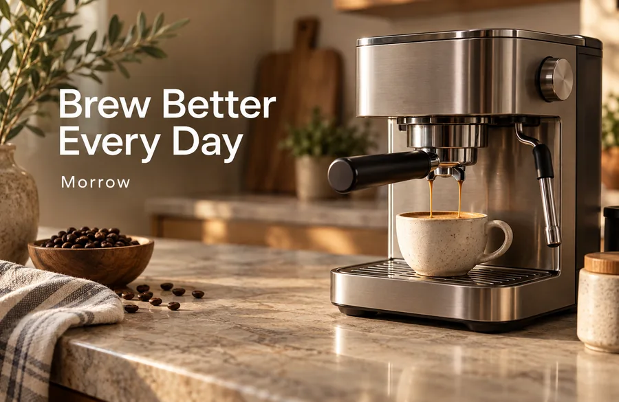 Drag to compare the blurry coffee machine ad and the enhanced one (after)