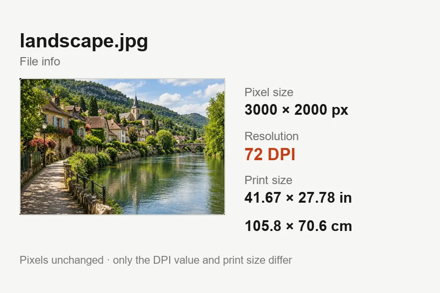 Drag to compare the file at 72 DPI and the same file saved at 300 DPI (before)