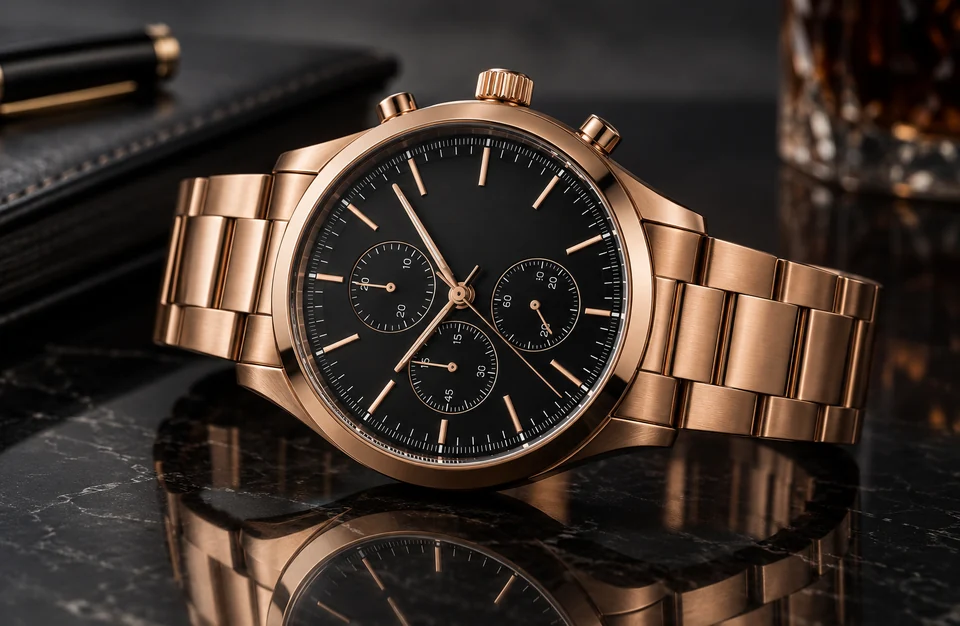 Drag to compare the compressed low resolution watch photo and the 4x higher resolution version (after)