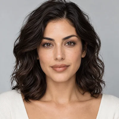 Woman wearing a caramel nude lipstick