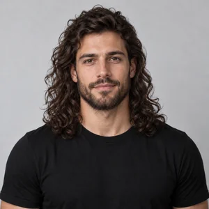 Man with long wavy hair and a beard
