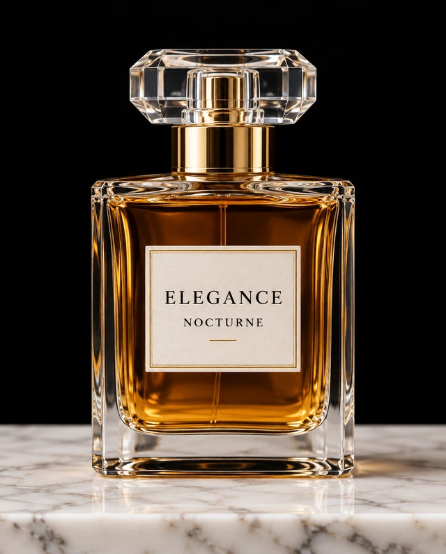 Drag to compare the perfume bottle on black and marble and the bottle as a transparent photo (before)