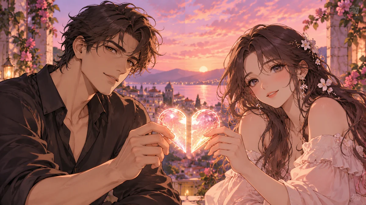 Matching anime pfps for a couple shown side by side in one wide picture