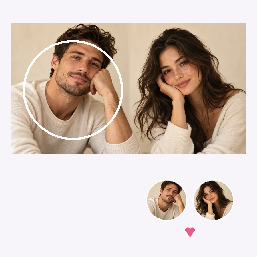 Two matching round profile photos cropped from one picture, side by side