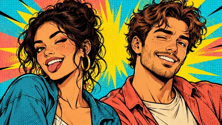 Best friend matching pfps in cartoon and pop art style side by side