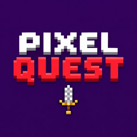 Minecraft title maker result: PIXEL in white 8-bit letters and QUEST in red blocks