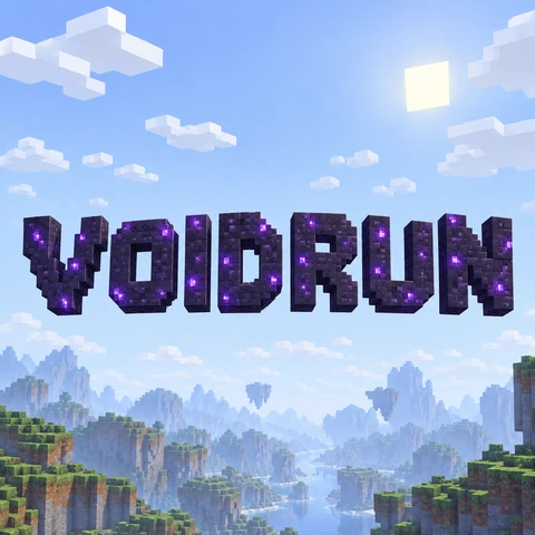 Minecraft logo creator result: VOIDRUN in dark purple obsidian blocks