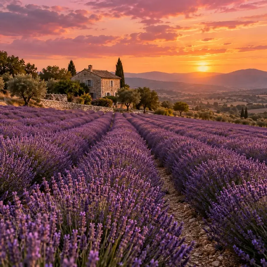 Lavender field at sunset