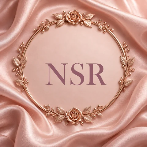 Monogram maker circle design with NSR in a blush circle on pink silk