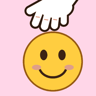 Petpet GIF of a smiley emoji on a pink background patted by a white-glove hand