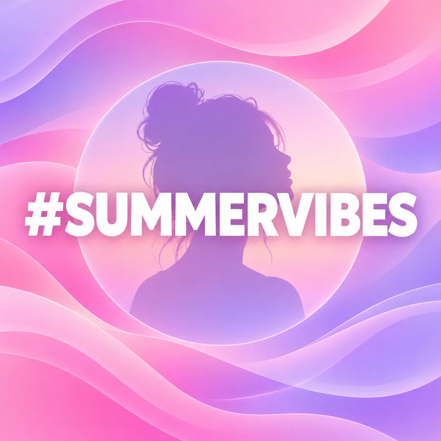 Profile picture template with the text #SUMMERVIBES over a pink wave background