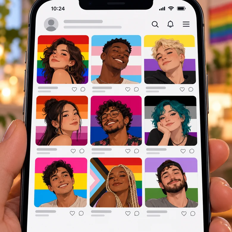 Pride Month profile pictures with rainbow stripes for social media