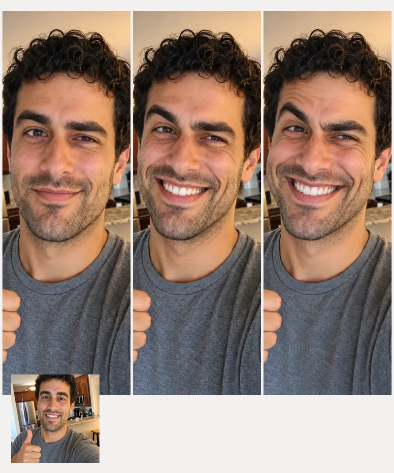 The same man at three troll levels side by side, from subtle to extreme