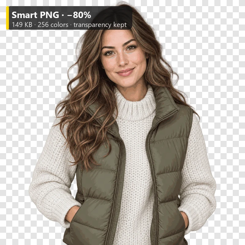 Drag to compare the 24-bit PNG cut-out and the smaller 256-color PNG (after)