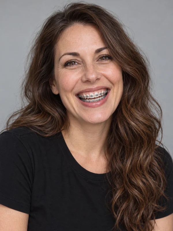 Drag to compare the portrait with braces and the braces-free smile (before)