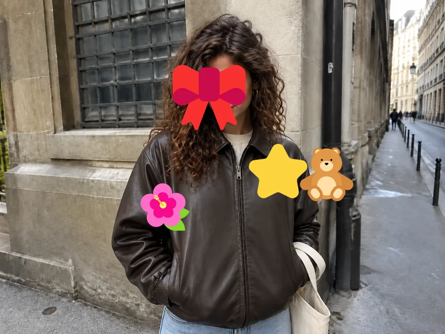 Drag to compare the street photo with stickers and without them (before)