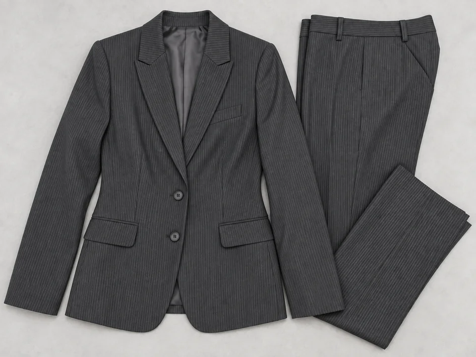 Drag to compare the compressed suit photo and the restored fabric detail (after)