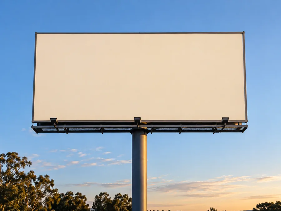 Drag to compare the billboard with Grand Opening lettering and the same billboard left blank (after)