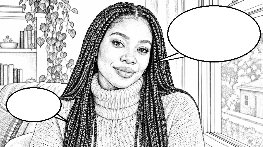 Drag to compare the manga-style panel with lettered speech bubbles and the panel with empty bubbles (after)