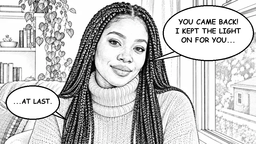Drag to compare the manga-style panel with lettered speech bubbles and the panel with empty bubbles (before)