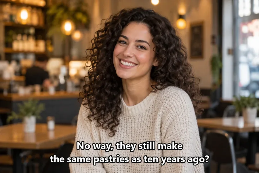 Drag to compare the café video still with two lines of subtitles and the clean frame (before)