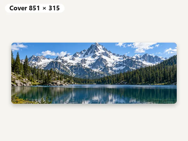 Mountain lake photo resized to the 851x315 Facebook cover photo size