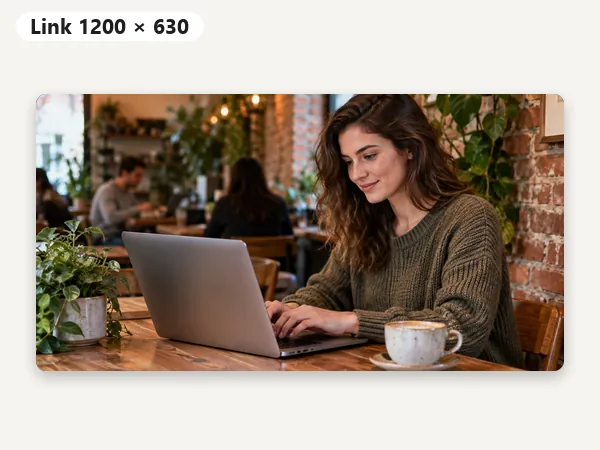 Cafe photo resized to a 1200x630 Facebook link preview image