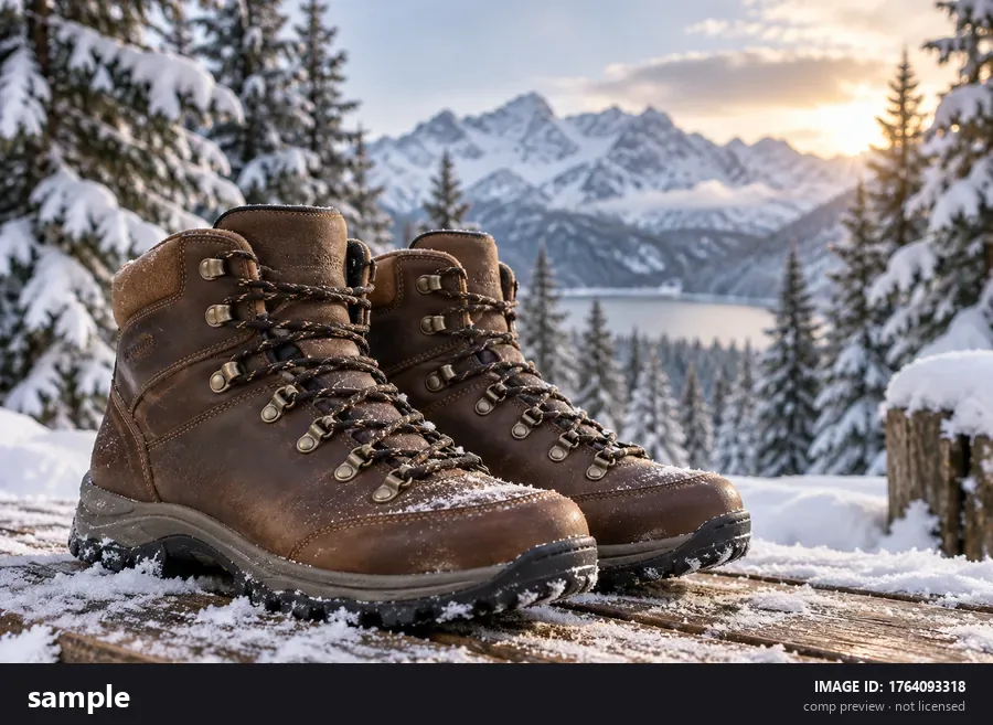 Drag to compare the hiking boots product shot with a dark ID bar at the bottom and the rebuilt full frame (before)