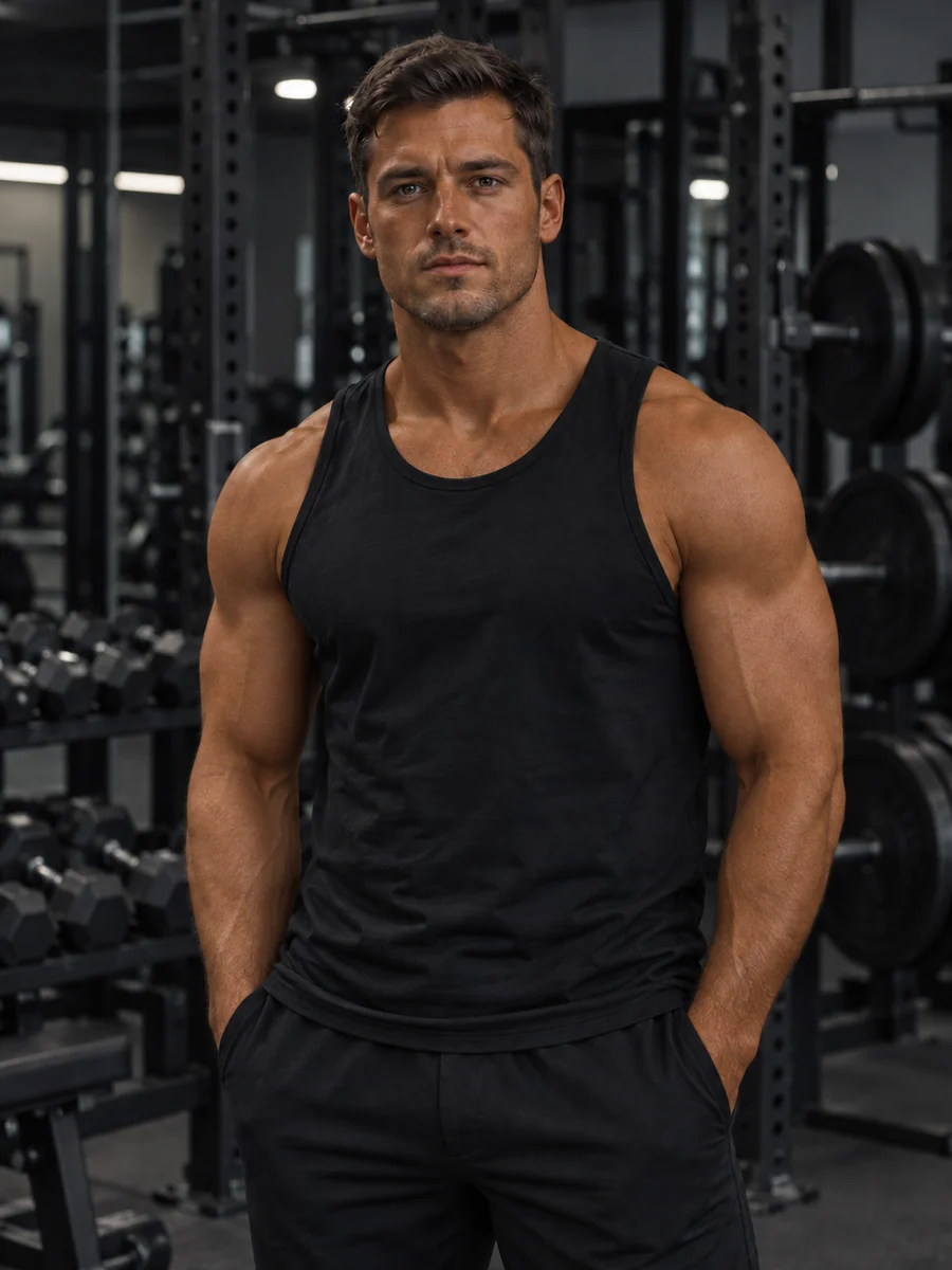 Drag to compare the gym photo before and after the deep bronze tone (after)