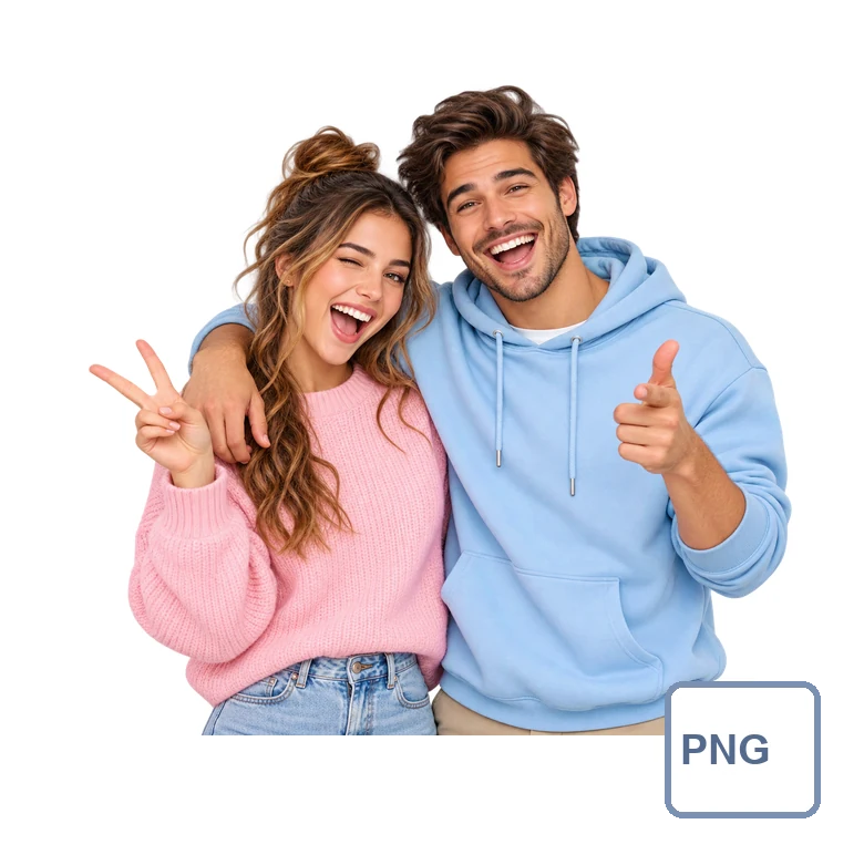 Couple cutout sticker with a white outline saved as a transparent PNG