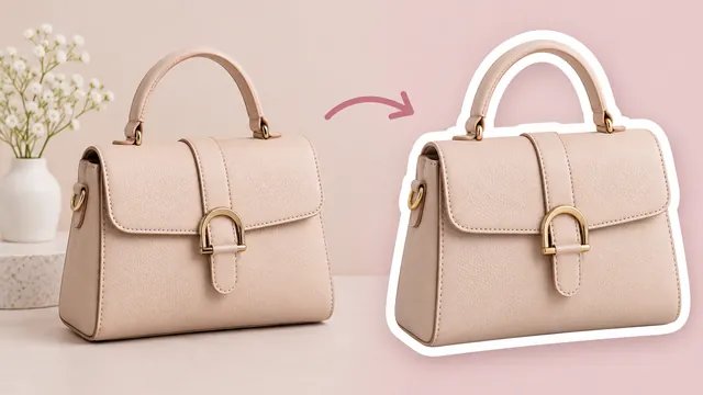Handbag product photos turned into die-cut product stickers