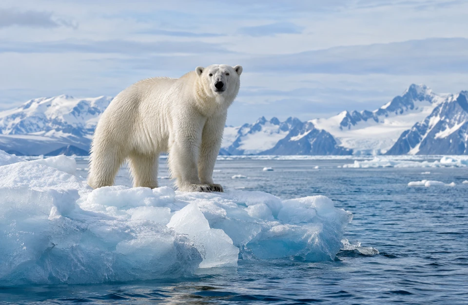 Drag to compare the blurry polar bear zoom shot and the clear 4K image (after)
