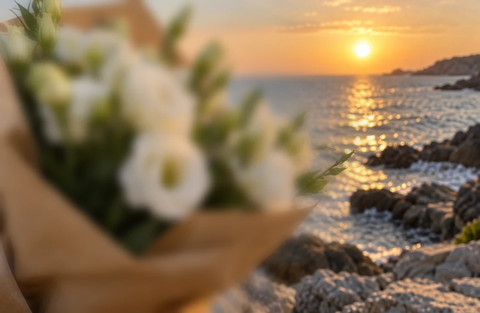 Drag to compare the bouquet with a blurry foreground and the sharp unblurred flowers (before)