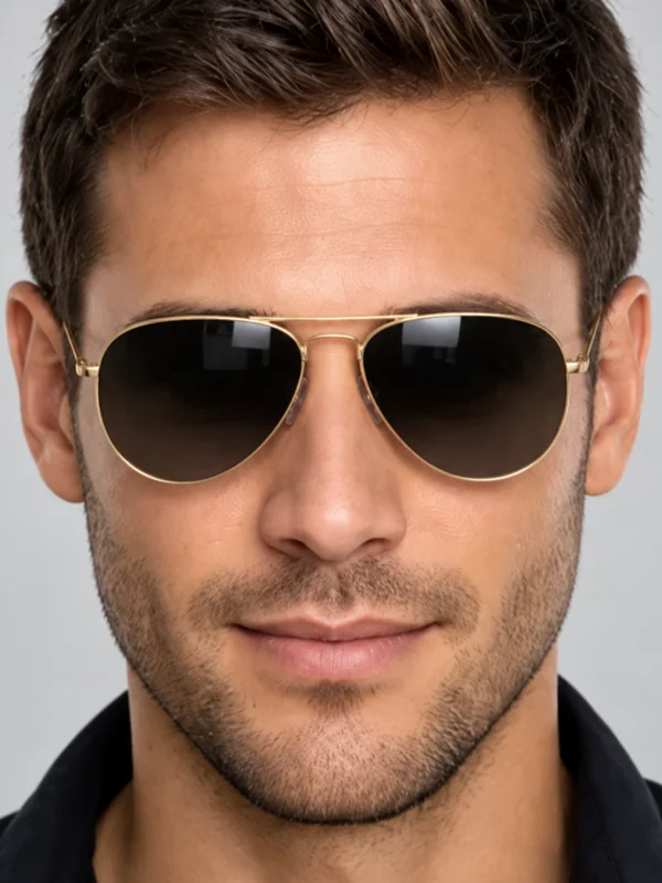 Man wearing gold aviator sunglasses outdoors