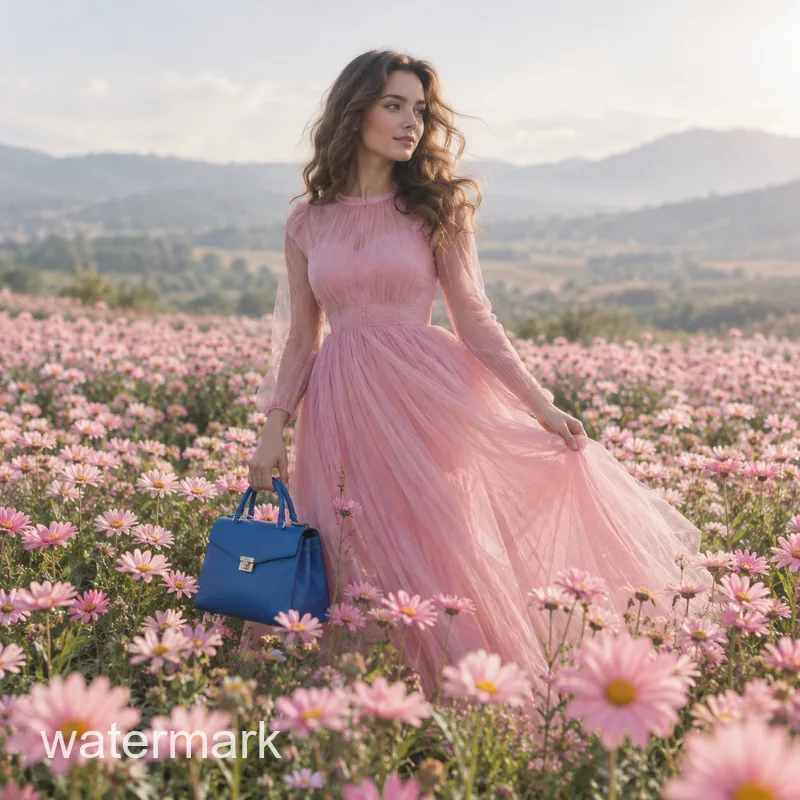 Drag to compare the flower field portrait with a corner caption and without it (before)