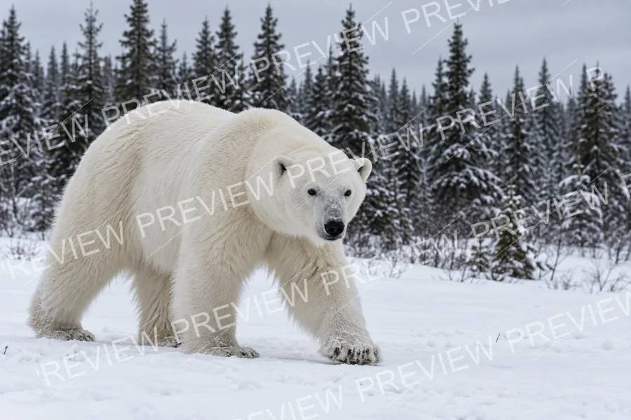 Drag to compare the polar bear photo with a tiled preview watermark and the clean photo (before)